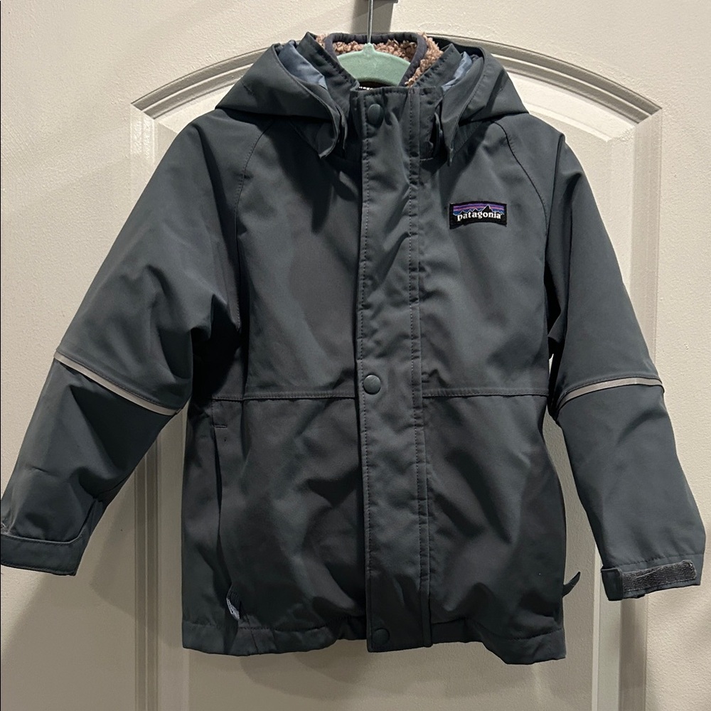Patagonia Kids Dusty Blue Winter Coat with Detachable Hood